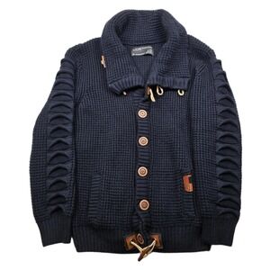 LCR Black Ed. Cardigan Sweater Mens 4XL Black Shawl Collar Duffle Toggle Chunky!